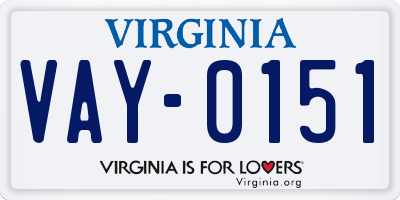 VA license plate VAY0151