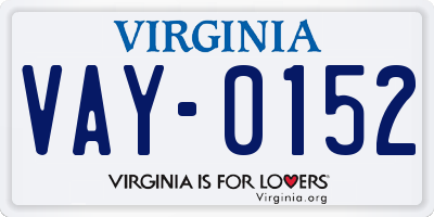 VA license plate VAY0152
