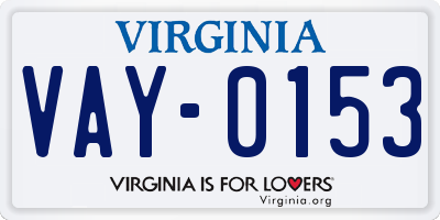 VA license plate VAY0153