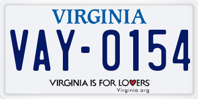 VA license plate VAY0154