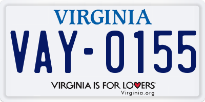 VA license plate VAY0155