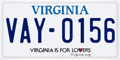 VA license plate VAY0156