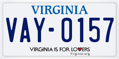 VA license plate VAY0157