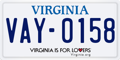 VA license plate VAY0158