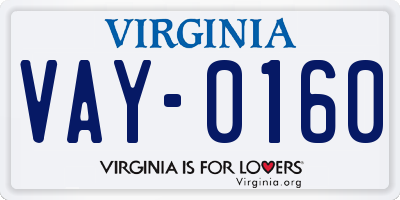 VA license plate VAY0160