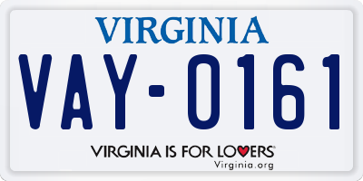 VA license plate VAY0161