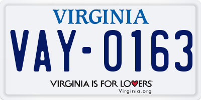 VA license plate VAY0163