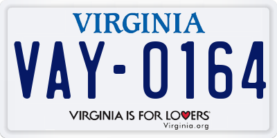 VA license plate VAY0164
