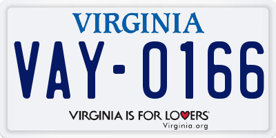 VA license plate VAY0166