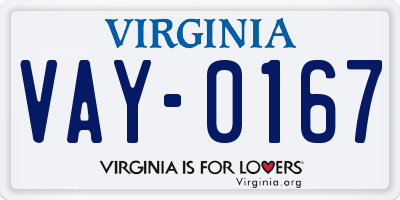 VA license plate VAY0167