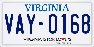 VA license plate VAY0168