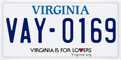 VA license plate VAY0169
