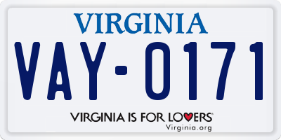 VA license plate VAY0171