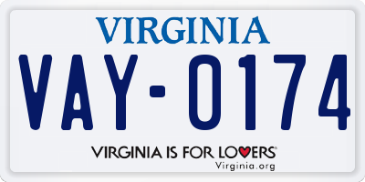 VA license plate VAY0174