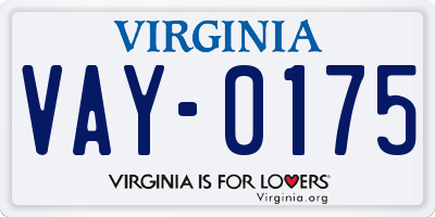 VA license plate VAY0175