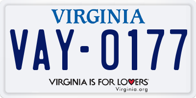 VA license plate VAY0177