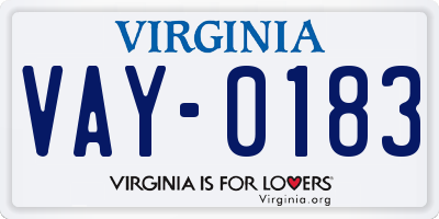 VA license plate VAY0183