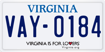 VA license plate VAY0184