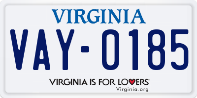 VA license plate VAY0185