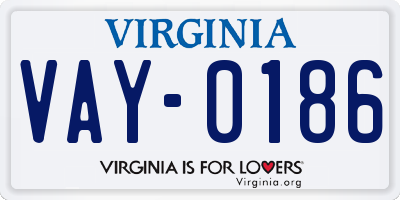 VA license plate VAY0186