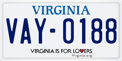 VA license plate VAY0188
