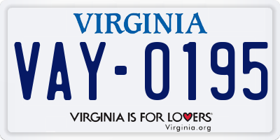 VA license plate VAY0195
