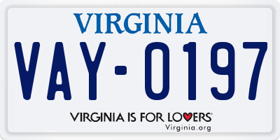 VA license plate VAY0197