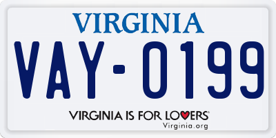VA license plate VAY0199