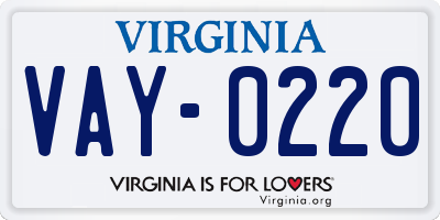 VA license plate VAY0220