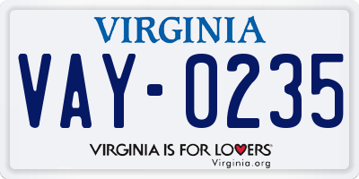 VA license plate VAY0235