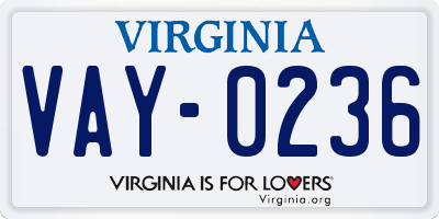 VA license plate VAY0236