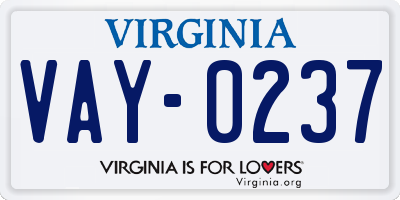 VA license plate VAY0237