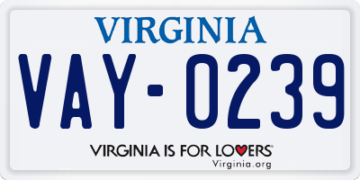 VA license plate VAY0239
