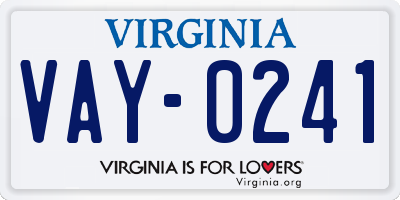 VA license plate VAY0241