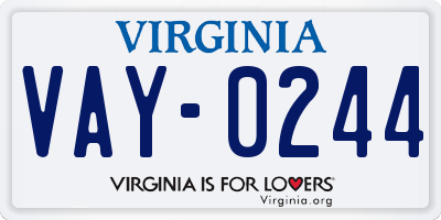 VA license plate VAY0244