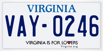 VA license plate VAY0246