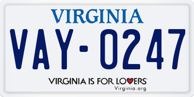 VA license plate VAY0247