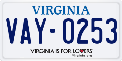 VA license plate VAY0253