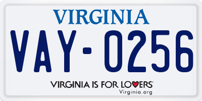 VA license plate VAY0256