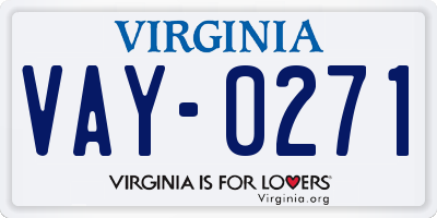 VA license plate VAY0271