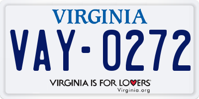 VA license plate VAY0272