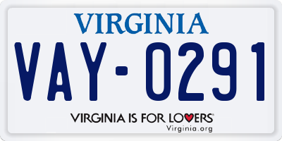VA license plate VAY0291