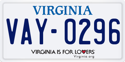 VA license plate VAY0296