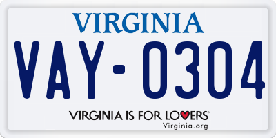 VA license plate VAY0304