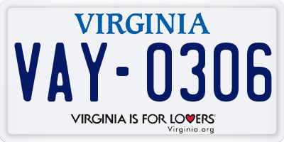 VA license plate VAY0306