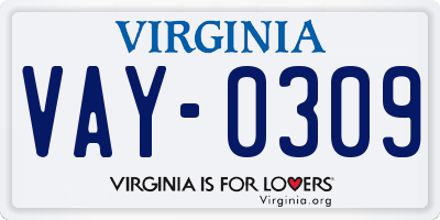 VA license plate VAY0309