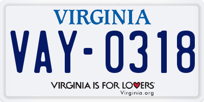 VA license plate VAY0318
