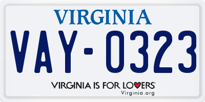 VA license plate VAY0323