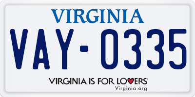VA license plate VAY0335