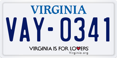 VA license plate VAY0341